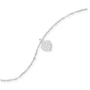 9“ + 1 Crystal 9.25 Sterling Silver Heart Charm Anklet